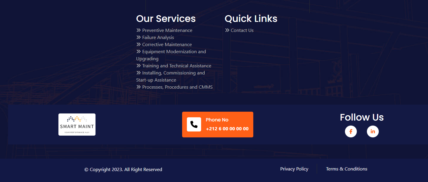 footer of the website