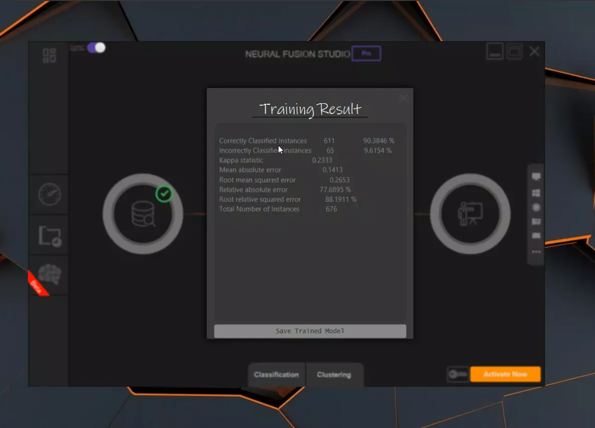 Training result window