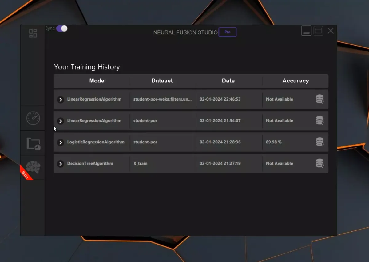 saved history of training